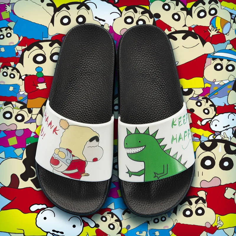 Cartoon men's slippers, cute women's summer outdoor wear, anti slip in the bathroom, plus size couple, crayon, little new