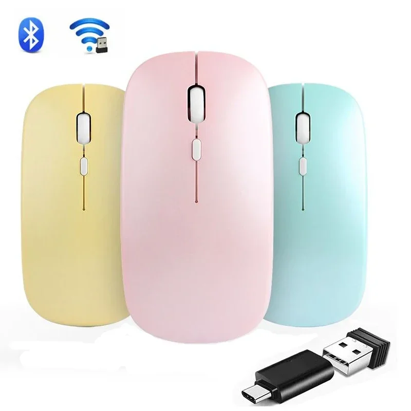 

Portable Wireless Mouse Bluetooth-compatible 2.4GHz Dual Modes Computer Mice with Nano Receiver for Notebook PC Laptop Macbook