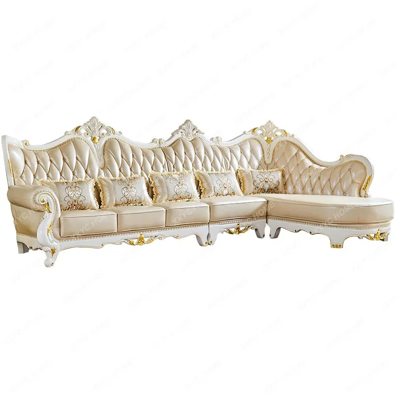 

European-Style Leather Sofa Combination Living Room Large and Small Apartment Type Luxury Villa Sofa furniture
