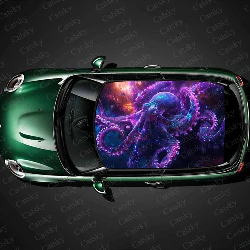 

Mystical Colorful Octopus Car Roof Sticker Wrap Racing SUV Accessories Packaging Painted PVC Custom Car Graphic Decal