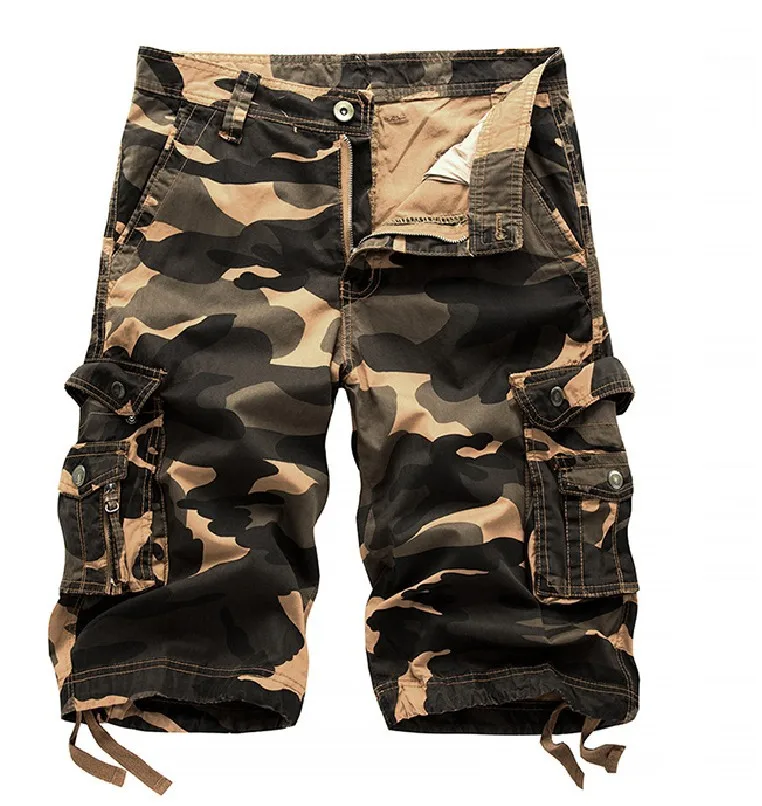 

Men's 2025 summer camouflage cotton work pants men's casual and comfortable shorts men's street wear multi pocket work pants