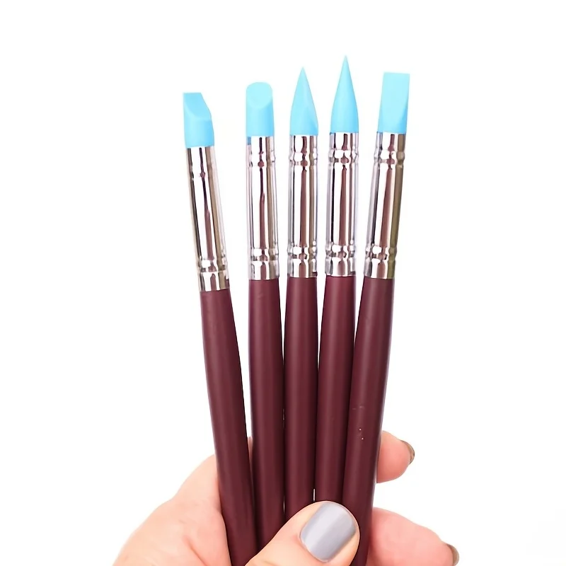 5pcs Silicone Dotting Tools with Fluted Handle - Create Beautiful Mandalas - Precise Dotting and Long-Lasting Performance