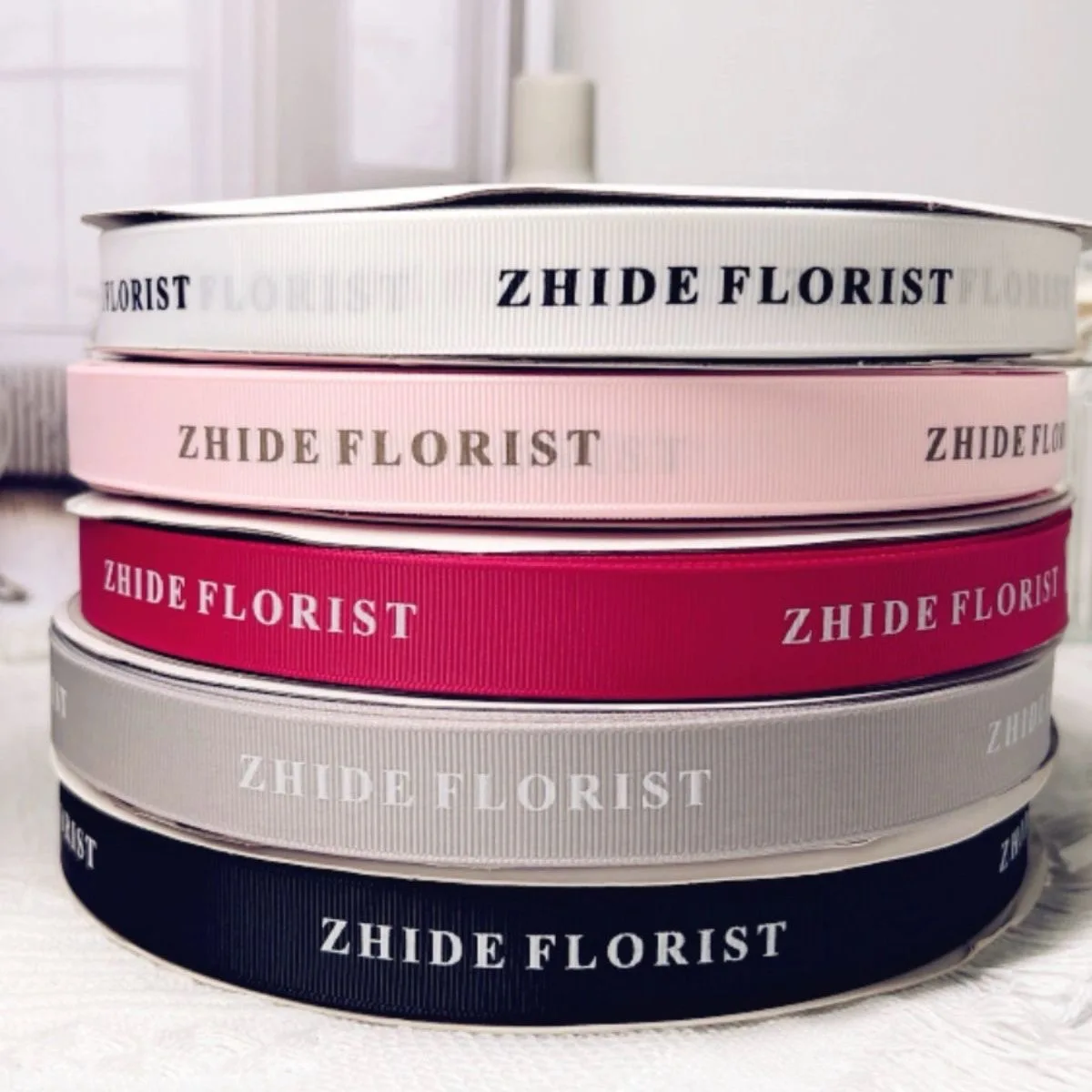 Custom Flat Print Ribbon Personalized Logo Polyester Ribbon Wedding Birthday Satin Ribbons Decoration Crafts Fabric 26031602