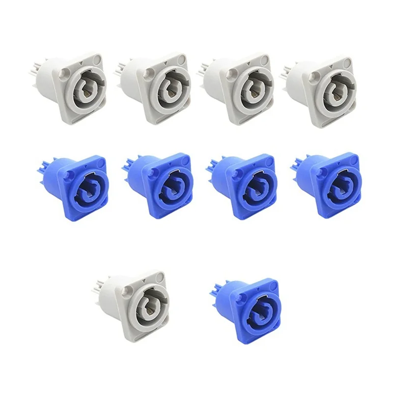 10Pcs 3 PIN 20A 250V AC Power Plug Adapter NAC3MPA-1 NAC3MPB-1 Output Connector Blue And Grey White-N33R