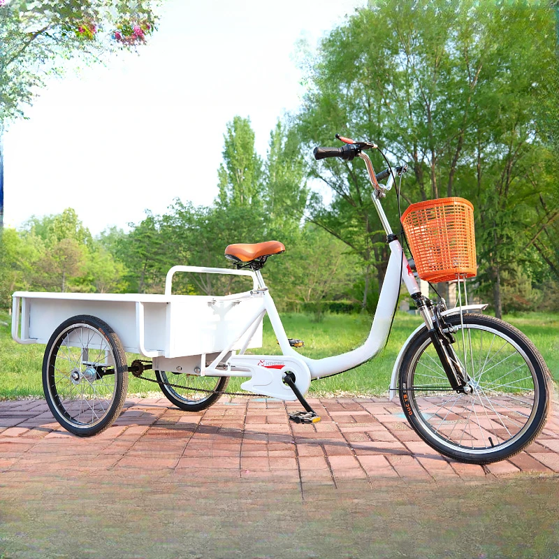 

White elderly tricycle stall, pedal adult leisure vehicle