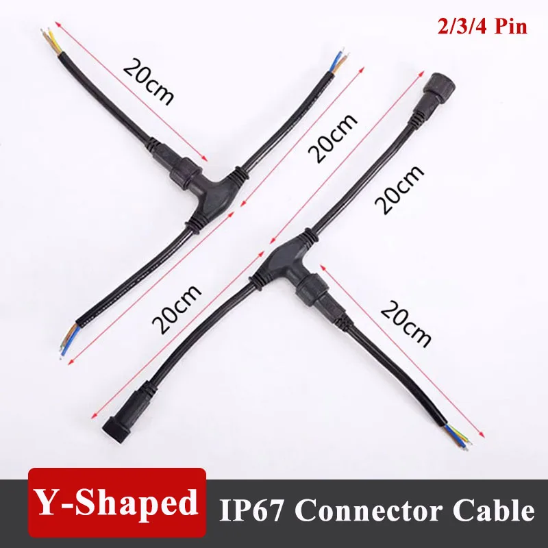 2 3 4 Pin T-Type Waterproof Connector Cable Splitter Tee Outdoor IP67 Light String Wire 0.75-2.5 Squar LED Lighting Connect Line