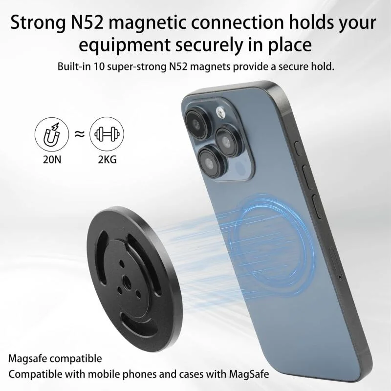 

Magnetic Mobile Phone Holder Stand with 1/4 Arri Hole for Dji Osmo Mobile 7 7P 6 Om5 4 Se Magnet Stand for Iphone Xiaomi Samsung