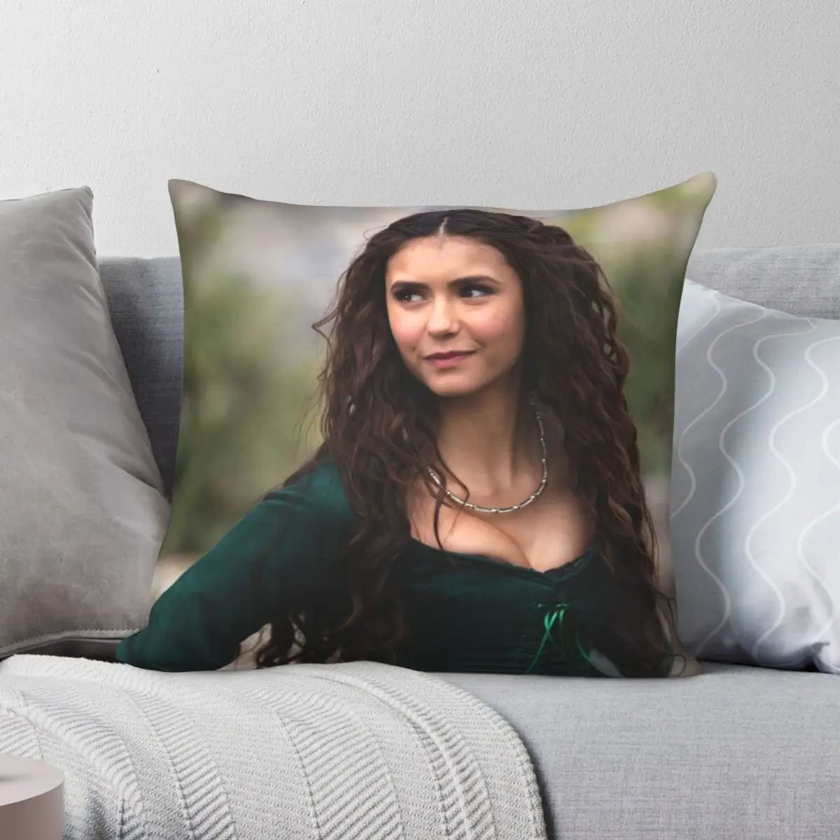 Katherine Pierce Pillowcase Polyester Linen Velvet Pattern Zip Decor Pillow Case Bed Cushion Cover