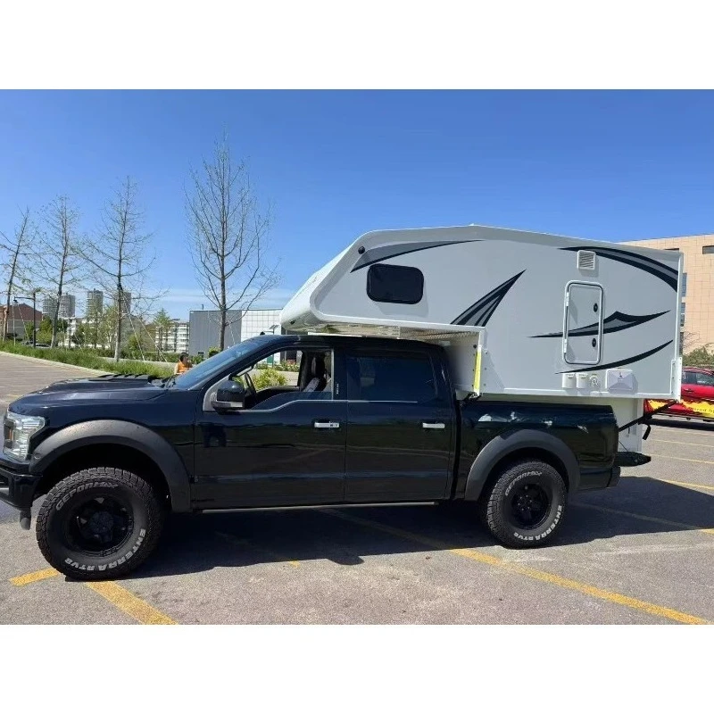 Customized Waterproof 4X4 Off Road Slide In Pickup Camper RV With LED Lights Outdoor Camping Travel Vehicle