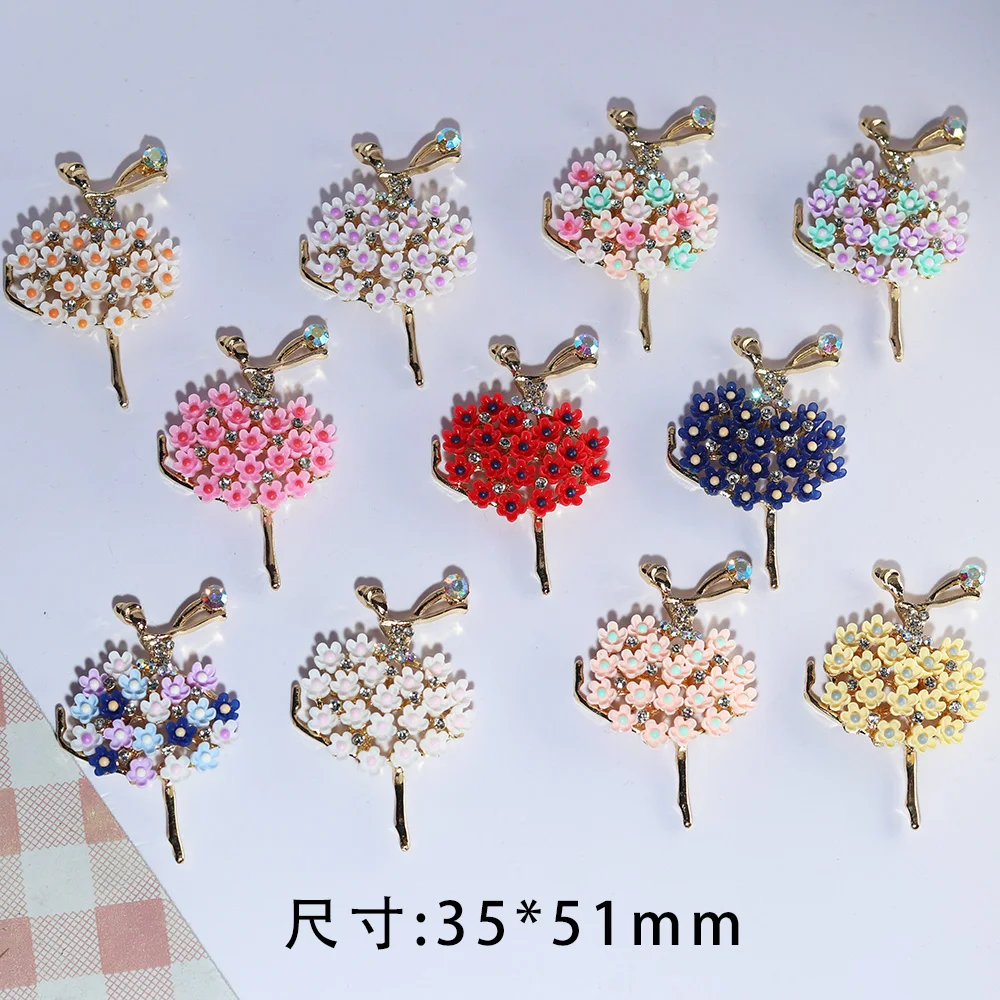 New 16 colors Resin Floral Ballet Rhinestone Flat Base for DIY Hair Accessories or Wedding Decorations