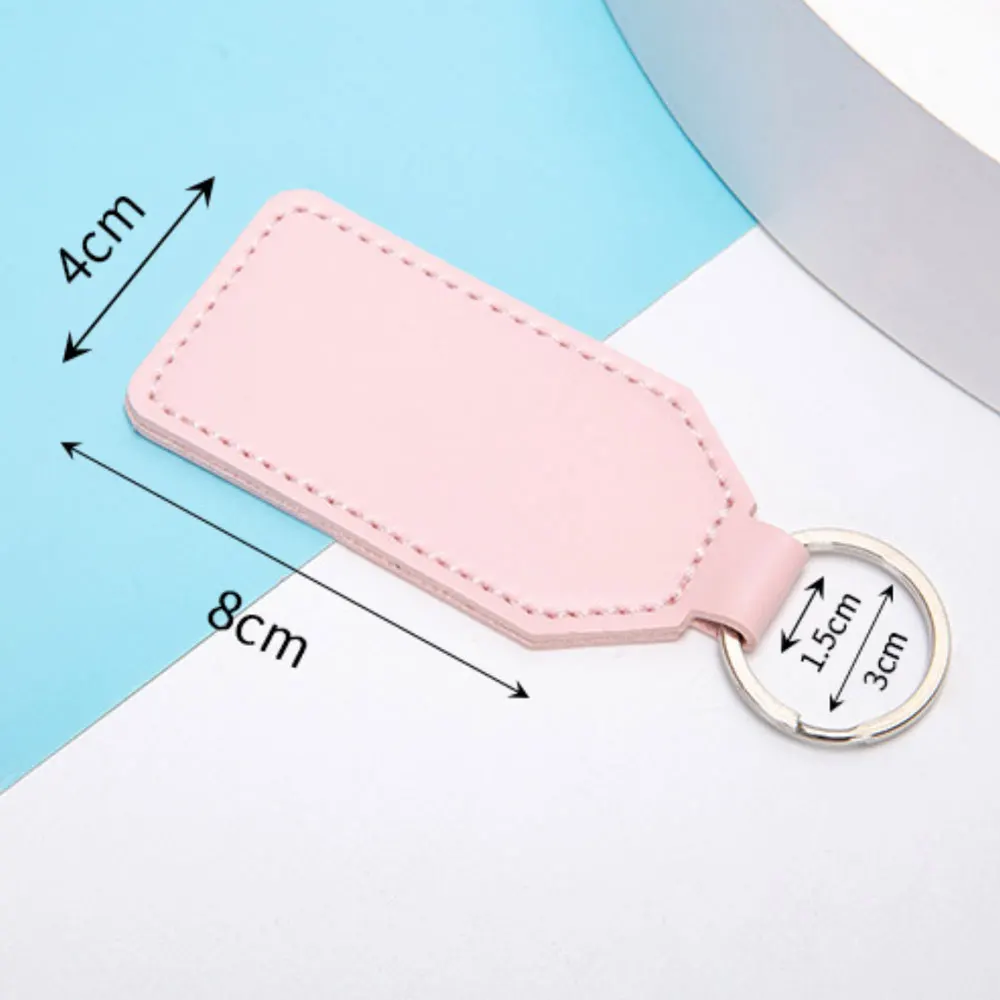 10Pcs Blank PU Leather Keychain Personalized Simple Car Key Chains Key Rings Business Party Wedding Gift For DIY Pendant