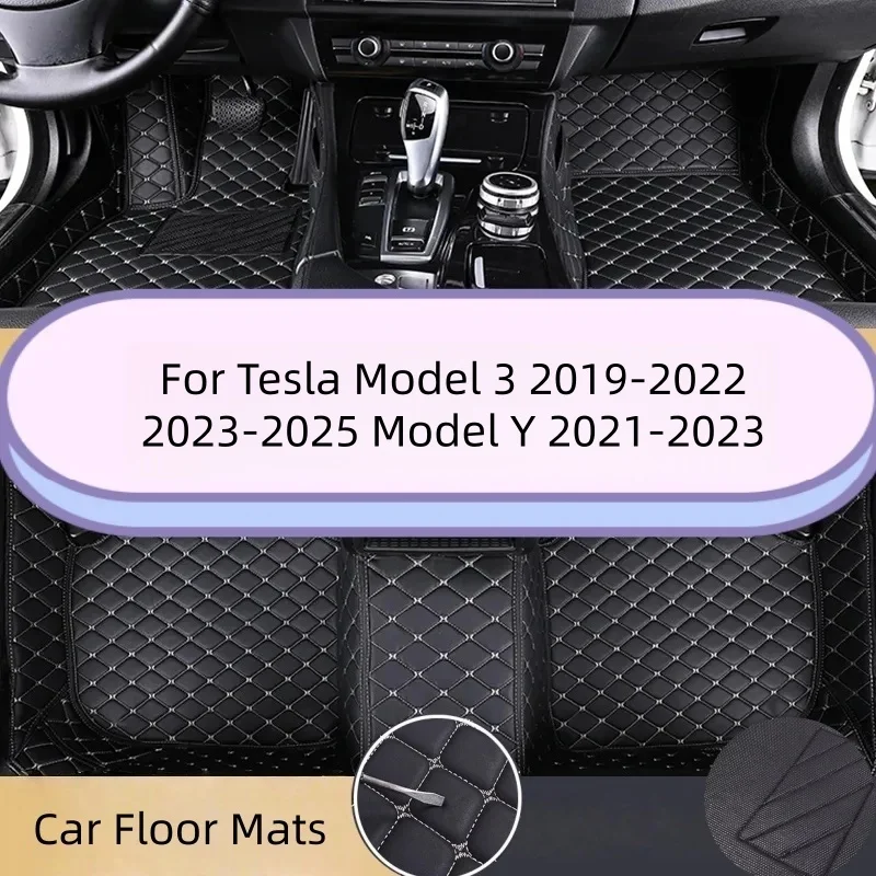 

Полный комплект автомобильных ковриков на заказ для Tesla Model 3 2019-2022 2023-2025 Model Y 2021-2023, передний и задний пол, автомобильные аксессуары