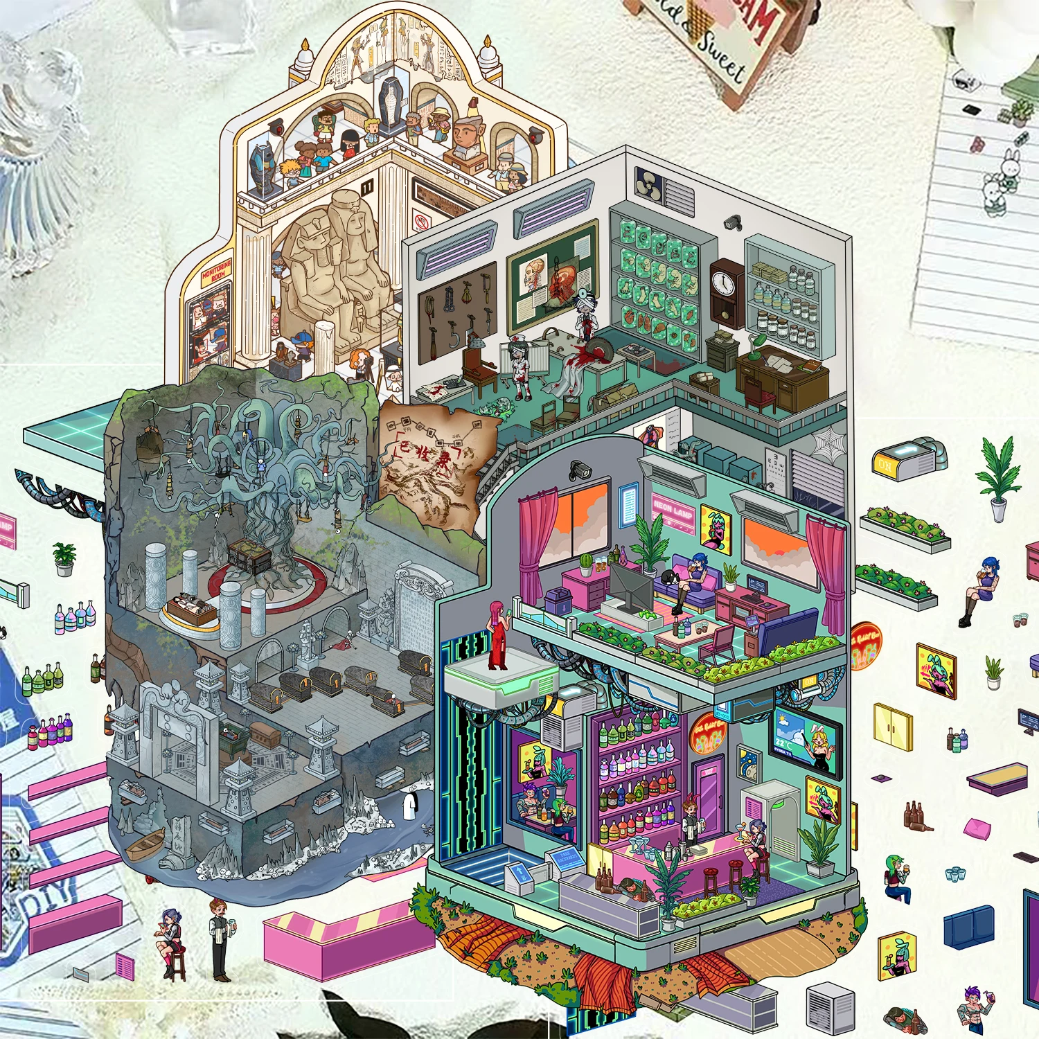 ครัวอุ่น 2 ชิ้น Cat RV ไซเบอร์ ​ ​ ​ ​ บ้าน ทิวทัศน์ DIY ทิวทัศน์ ฉากจิ๋ว สติ๊กเกอร์ซ้อนภาพ สติ๊กเกอร์ภูมิทัศน์