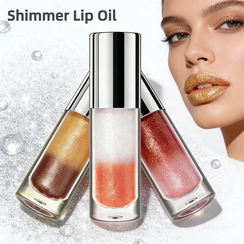 High-Shimmer Lip Oil Private Label Pigment 6-color Mirror-like Glossy Long-lasting Waterproof Custom Logo Cruelty Free Makeup