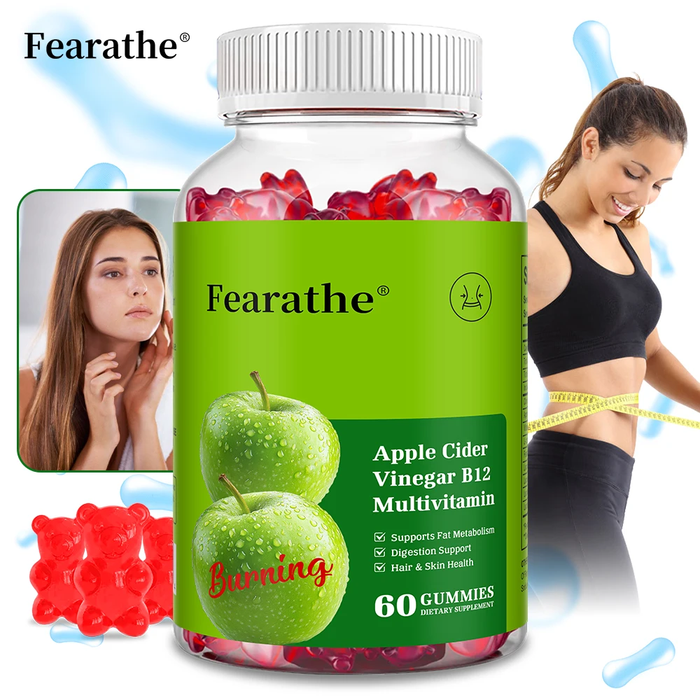 

Fearathe Apple Cider Vinegar + Vitamin B12, Multivitamin, Promotes Healthy Skin and Hair, Digestive Health, Dietary Supplement