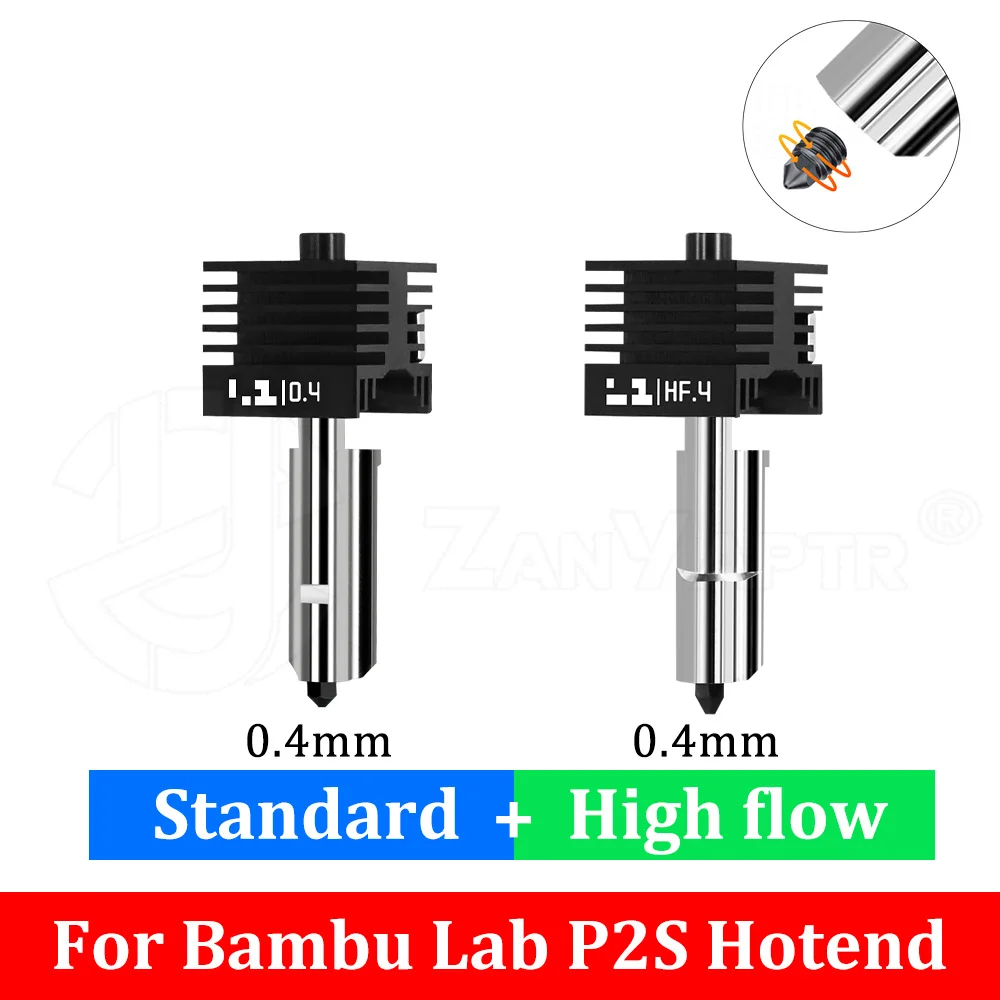 Für X2D P2S Hotend für Bambu Lab P2S Standard/High Flow Hotend Hochwertig Schneller Druck Abnehmbare Düse 0,2 0,4 0,6 0,8