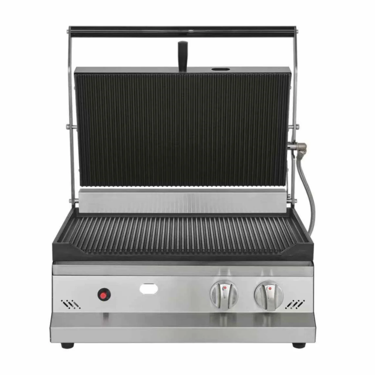 Commercial Gas Grill Griddle Panini Press Machine Whole Groove Griddle Gas Toast Griller Contact Grill for Hamburger Sandwich