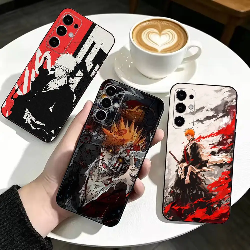 Anime B-BLEACH I-Ichigo Kurosaki  Anti-drop Soft Silicone Case for Samsung S26 S24 S23 S22 S21 Ultra Plus FE Lite Black