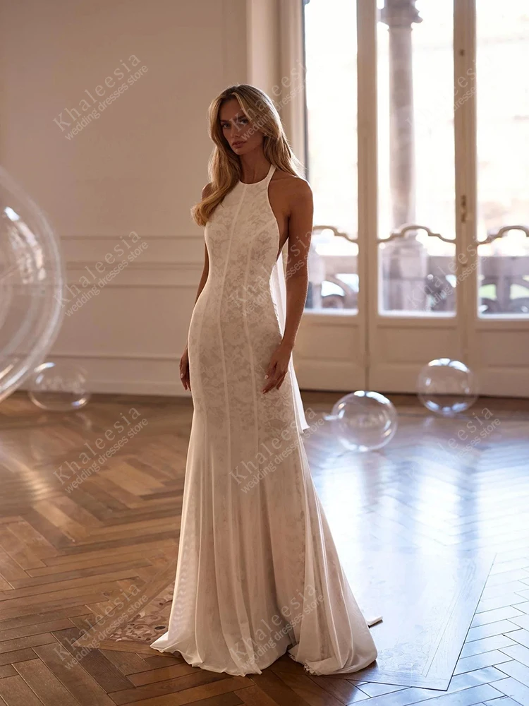 Vestidos de casamento vintage requintados vestidos de noiva rendas em camadas roupões sem mangas halter pescoço glamouroso vestidos de novia personalizado