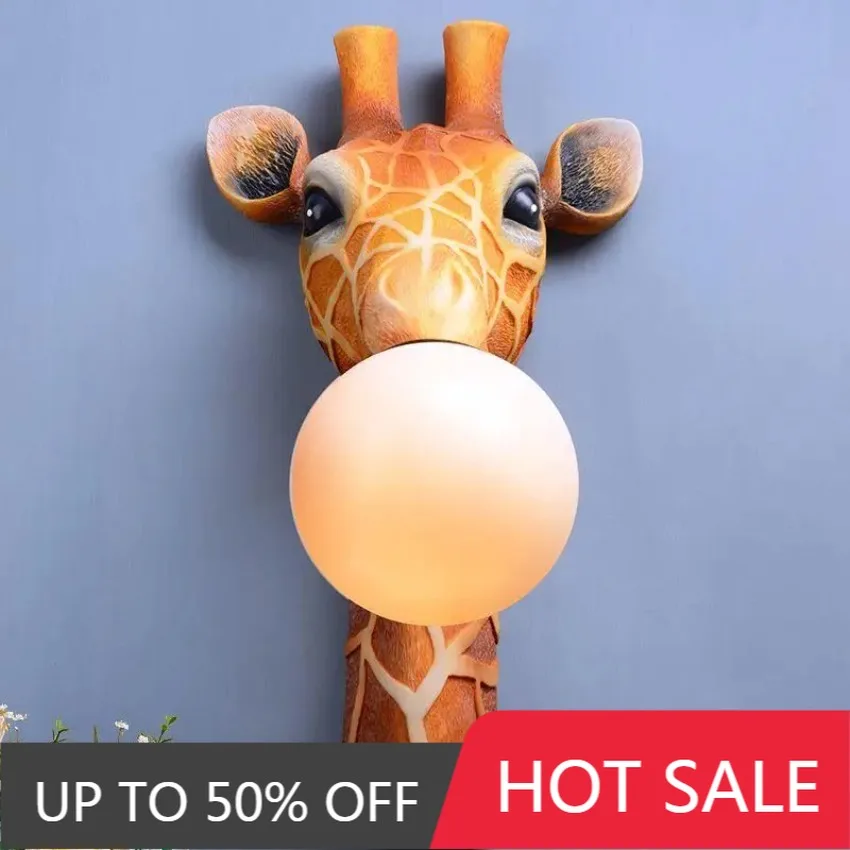Creative Modern Wall Lamps For Living Room Background Wall Decoration LED Giraffe Decorative Lights Warm Home Animal Light
