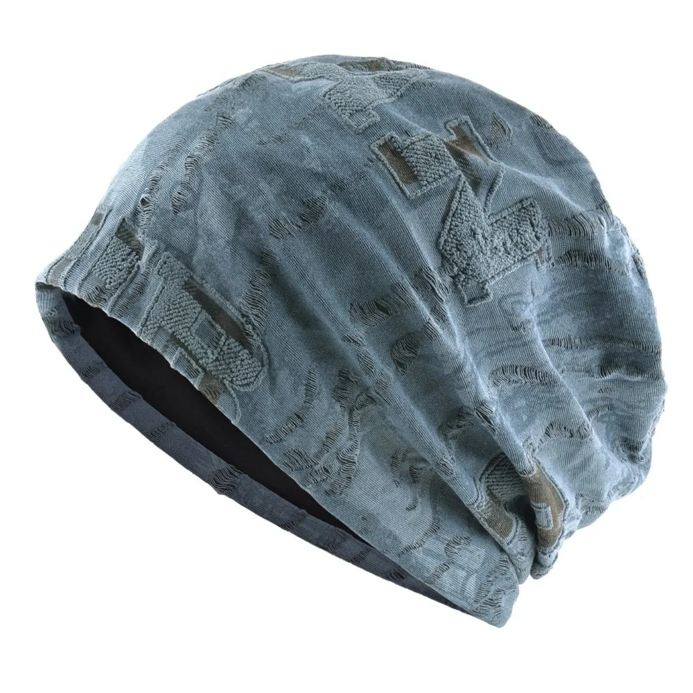 Unisex Warme Distressed Cracked Mütze Atmungsaktive Weiche Wintermütze Dünne Leichte Mütze mit Buchstabendruck für Outdoor – Detail 11