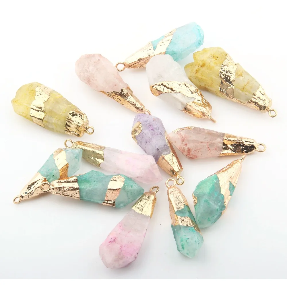 Natural Stone Colorful Crystal Irregular Pendant DIY for Making Women Charm Jewelry Necklace Earring Accessories 7 Color 1pc