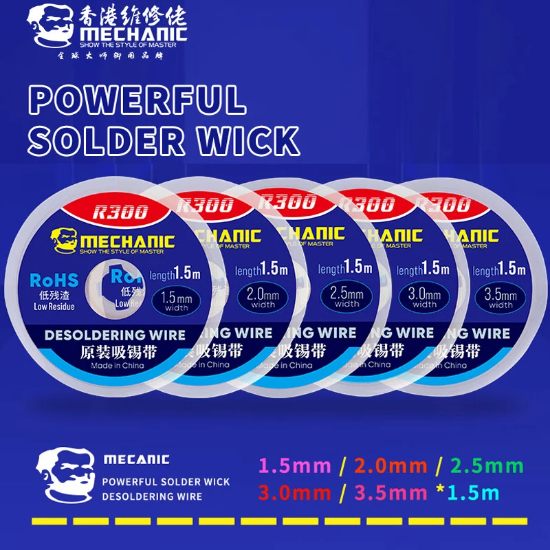 Mechanic Desoldering Braid Tape Copper Welding Remover 1/1.5/2.5/3/3.5/4mm Wire Solder Wick Tin Lead Cord Flux BGA Repair Tool