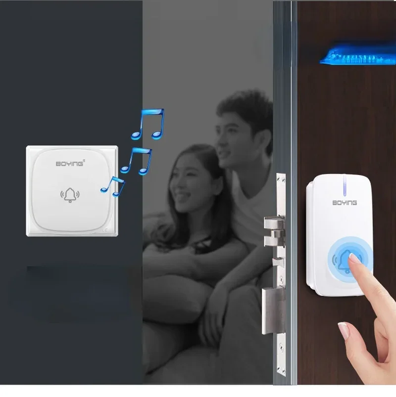 Wireless Doorbell LED 2 Button 3 Receiver Battery Powered 32 Tune Songs Ring Remote Control Home Security 100M Door Bell