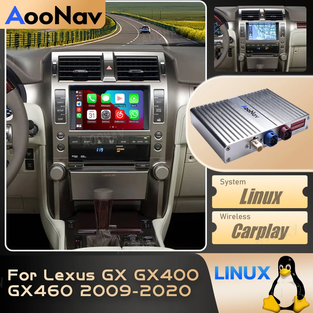 Mirror link Box bus adapter For Lexus GX GX400 GX460 2009-2020 Android Stereo Oem Screen volant radio aux upgrade Linux System