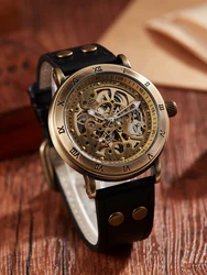 Luxury Automatic Mechanical Watch Hollow Steampunk Dial Men Skeleton Clock Male Orologio Business Man Hombre Relogio Masculino