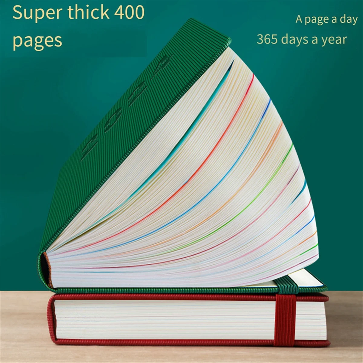 ABJS في عام 2024، كتاب الخطة اليومية 365 يومًا، كتاب الجدول الزمني اليومي صفحة واحدة، واللوازم المكتبية باللون الأحمر