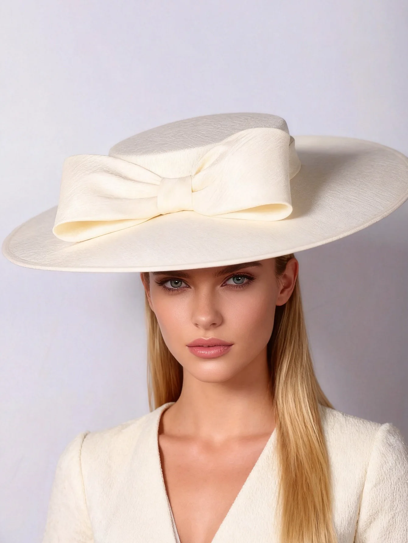 Wide Brim Church Fascinators Hats For Women Lady Big Bowknot Formal Kentucky Cap Wedding Bridal Tea Party Flat Top Fedoras Hat