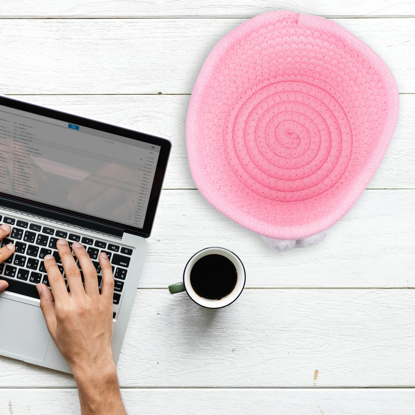 

1pc Cotton Rope Woven Storage Basket Multipurpose Desktop Organizer For Home Hotel Restaurant Use Sundries Storage Container