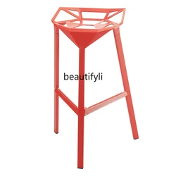 Metal Creativity Geometric Industrial Style Restaurant Wine Bar Stool All Aluminum Alloy Dessert Shop Barstool furniture