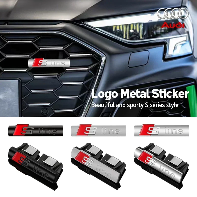 Car Goods Emblem Grill Front Hood Badge Grille For Audi Sline S line A4 B6 B8 S1 S2 S3 S4 S5 S6 A1 A3 A6 C5 A5 A8 Auto stickers