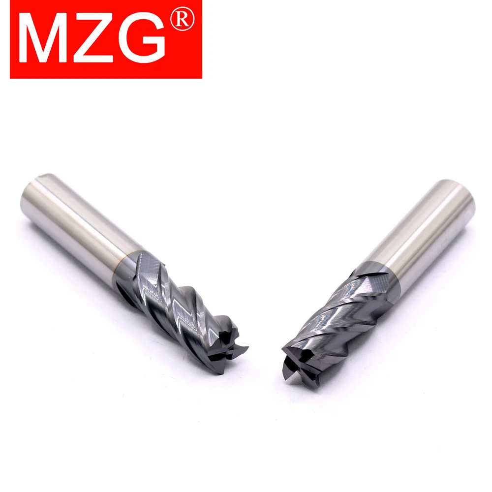 MZG 4 Flute HRC50 13 14 16 17 18 20 mm Carbide Cutter Flat End Mills Metal Tungsten Steel End Mill Tungsten Carbide CNC Milling