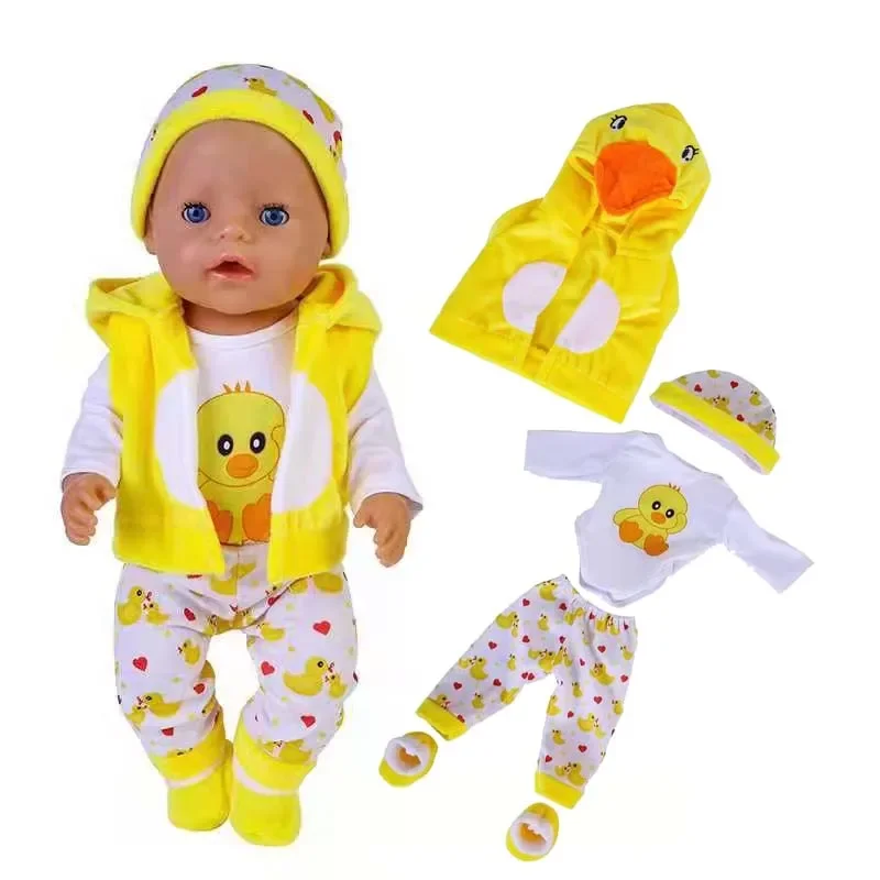 43cm Baby Doll Clothes Winter Hoody Coat Cartoon Duck Clothes 17