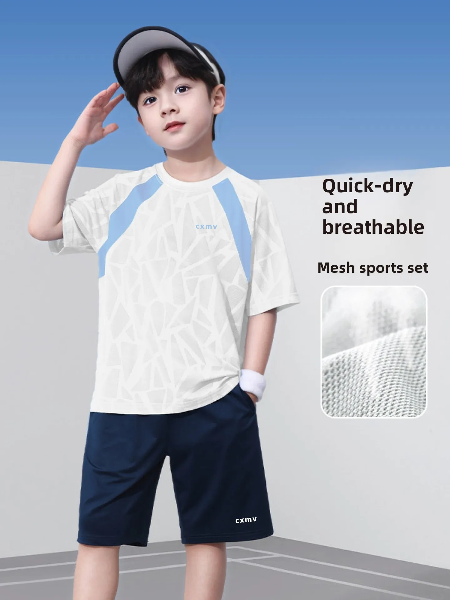 Boys Sports Basketball Outfit Quick Dry Breathable Short Sleeve T-Shirt Set Summer New Arrival Children's Outdoor Clothing
