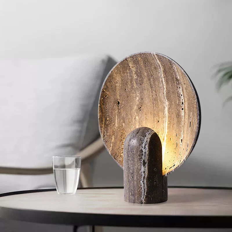 Simple and creative personality Nordic study room bedroom bedside art B&B Japanese-style natural cave stone desk lamp