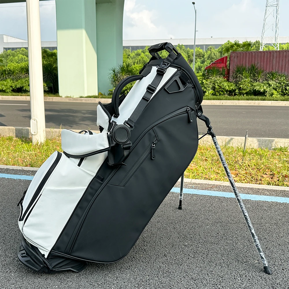

ASL GOLF Black White Waterproof Pu Leather Custom Golf Stand Bag Stand Golf Bags for Men Premium
