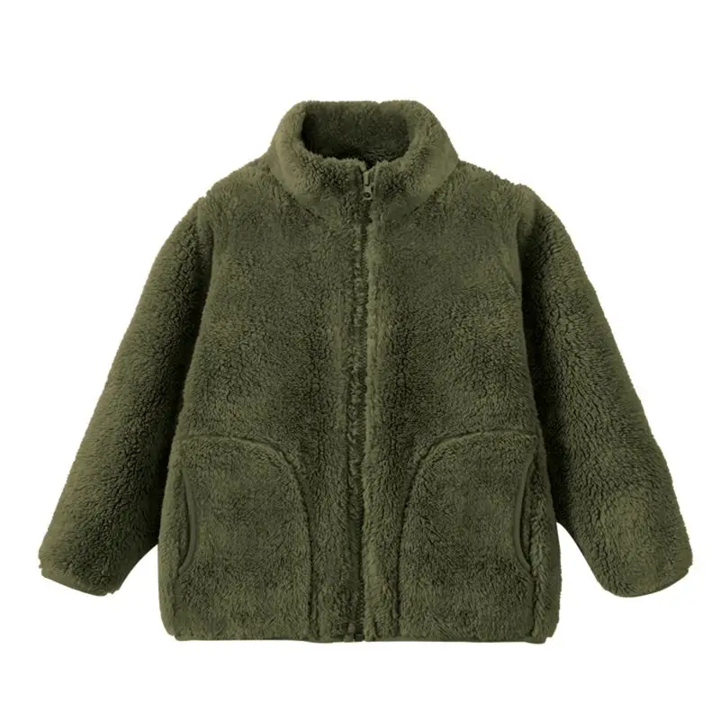 سترات صوف للأطفال من عمر 4 إلى 18 سنة، ملابس رياضية بلون سادة، ملابس رياضية دافئة للخريف والشتاء، معطف للمشي لمسافات طويلة في الهواء الطلق #5