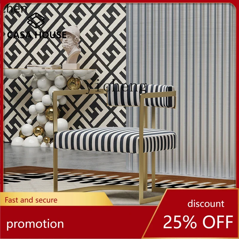 ZML Modern Minimalist Sofa Chair Matte Striped Fabric Sofa Cafe Guest Area Meeting Leisure Chair