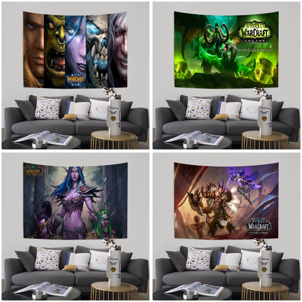 The W-World Of W-Warcraft Anime Tapestry Hippie Flower Wall Carpets Dorm Decor Wall Hanging Home Decor