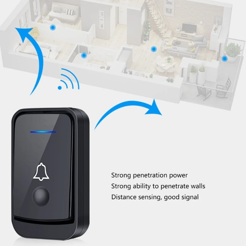 Wireless Doorbell Waterproof Door Bells 4 Level Volume Battery Operated Expandable Door Bells for Home Office