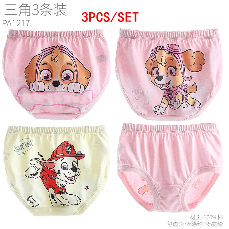 3PCS Genuine Paw Patrol Skye Everest Girls Cotton Underwear Children triangle Panties Baby Short Panties Underpants Briefs