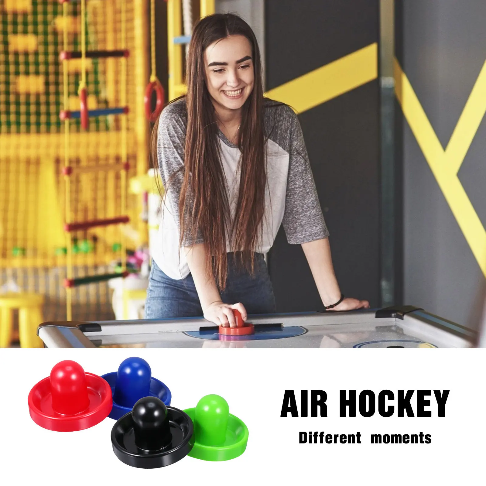 

1Set Plastic Air Hockey Pushers and Pucks High Impact Resistance Lightweight Sturdy Table Protection Fast Sliding Comfortable