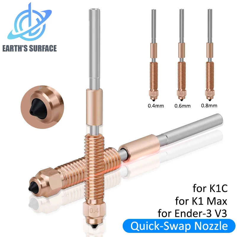 

3D Printer Parts Quick-Swap Nozzle for Creality K1C Ender 3 V3 All in one Copper Titanium Nozzle High Flow Upgrade K1 Max Hotend