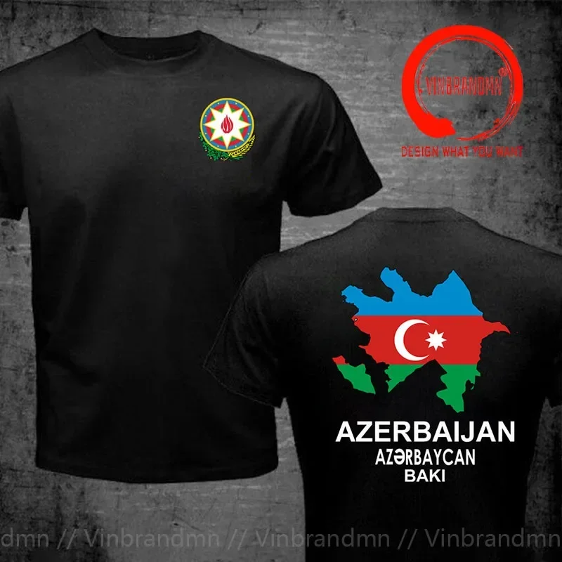 Azerbaijan Flag Map Double Printed T Shirt Men Women Summer Tshirt Casual Azerbaidzhan Coat Of Arms Harajuku Streetwear T-shirt