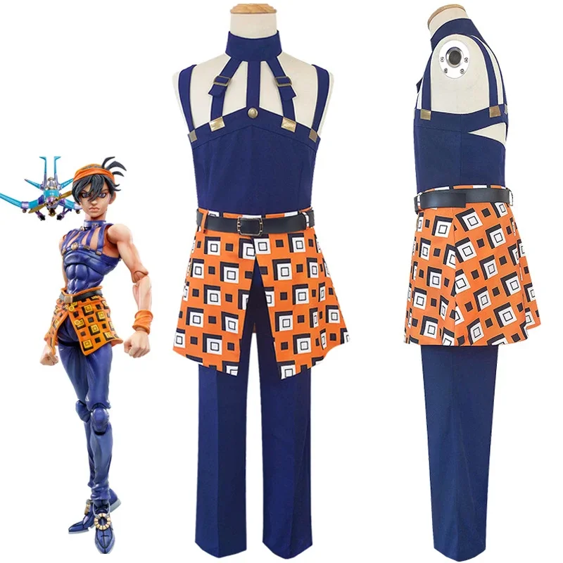 

Anime JOJO JoJo's Bizarre Adventure Ghirga Narancia Cosplay Costume Adult Unisex Top Pants Apron Suit Halloween Outfit Uniform