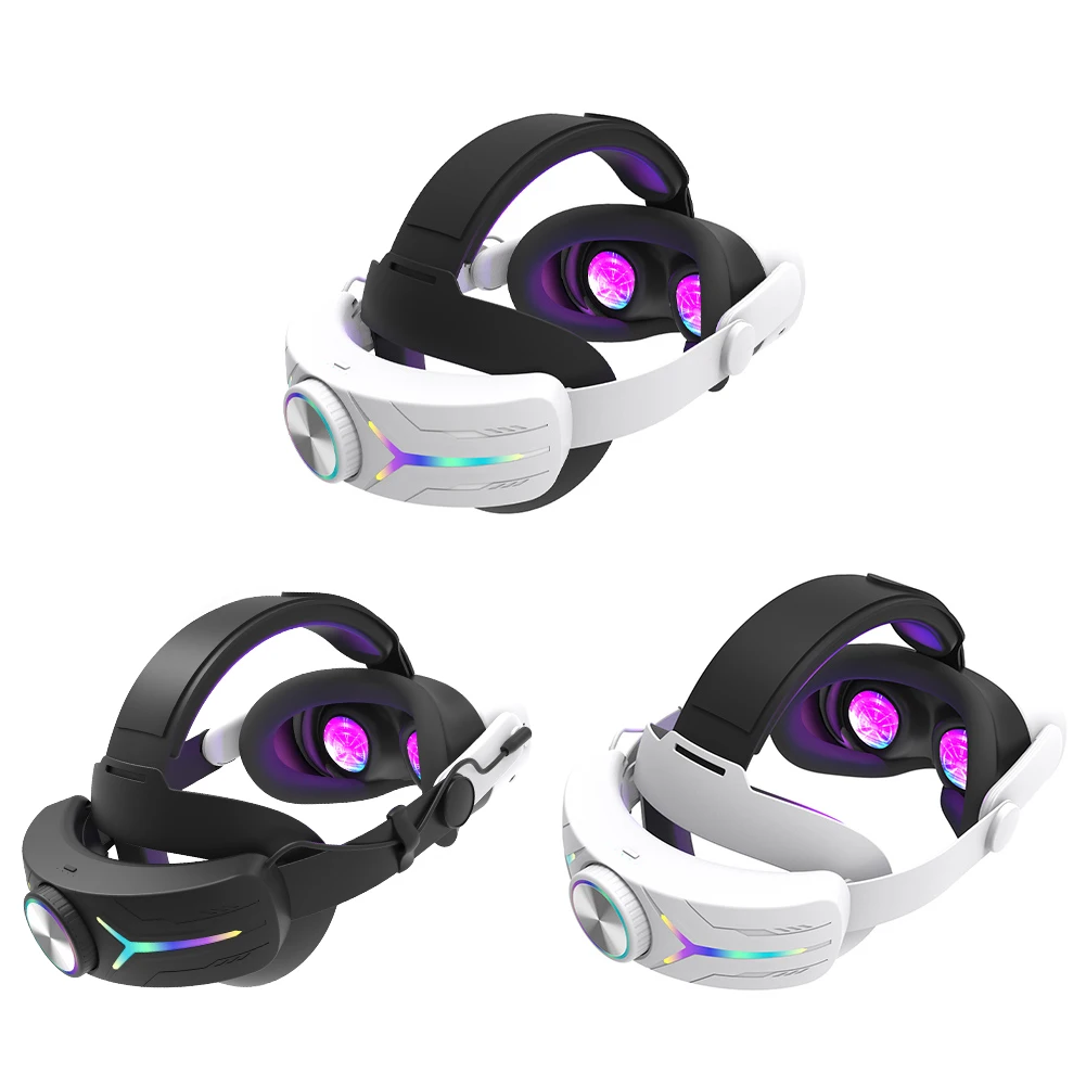 Adjustable RGB Head Strap with 12000mAh Battery Extend VR Playtime Replacement Head Strap Enhanced Support Balance VR Accessory